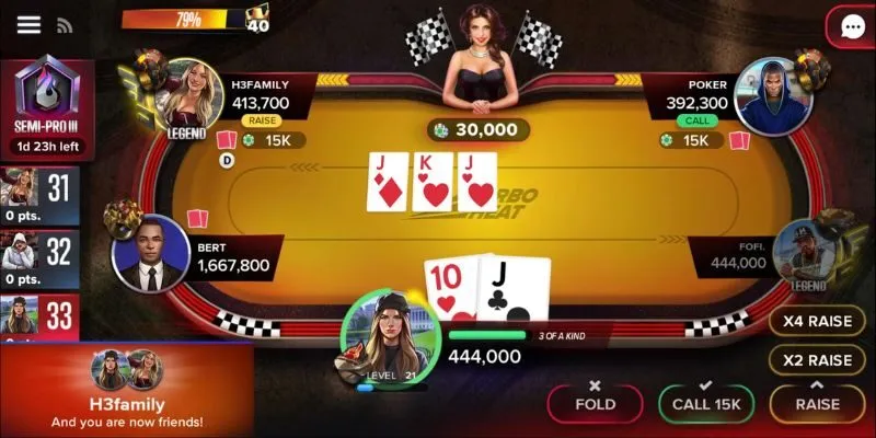 Bàn chơi Poker chuyên nghiệp như tại các casino quốc tế